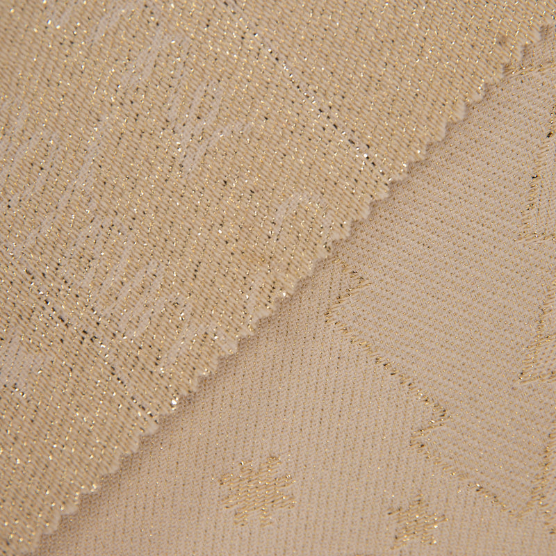 Tecido Jacquard de Natal com Brilho para Toalhas de Mesa - Lurex Dourado | Texland